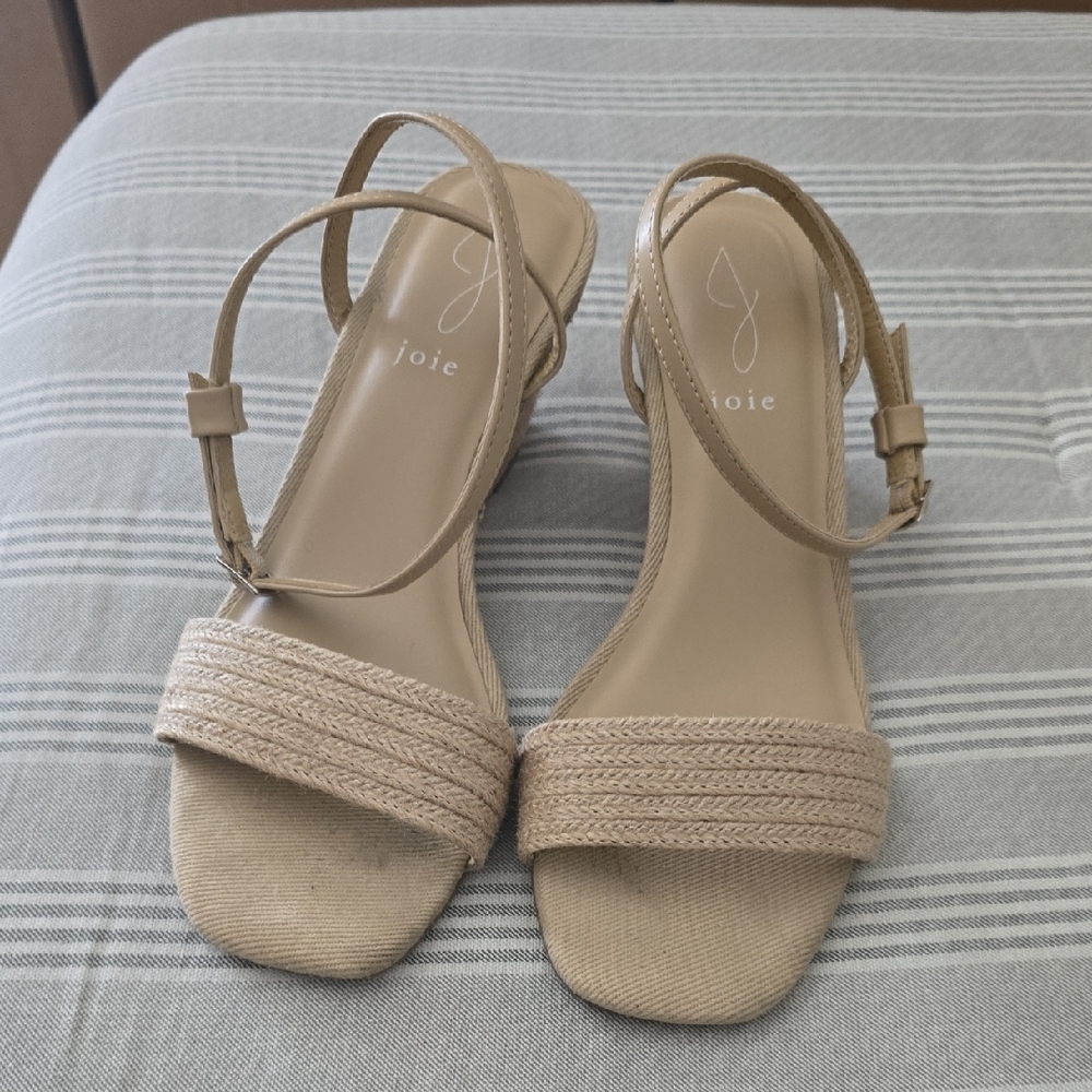 Joie Canvas Wedge Strappy Sandals, Sz 8.5,
